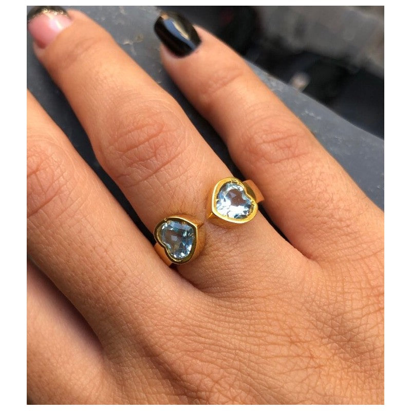 ANELLO APERTO CON DUE CUORI DA 5MM – Cafasso Gioielli