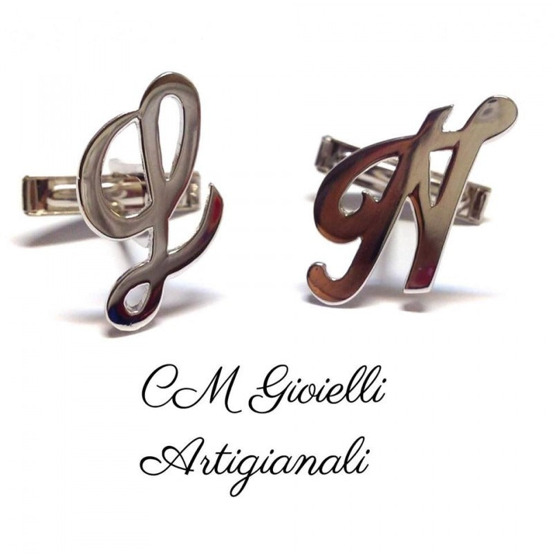 Gemelli Con Initiali In Argento 925 - Personalizzabili, Ovale 2x1,1cm | Made In Italy, Confezione Regalo - Foto 3