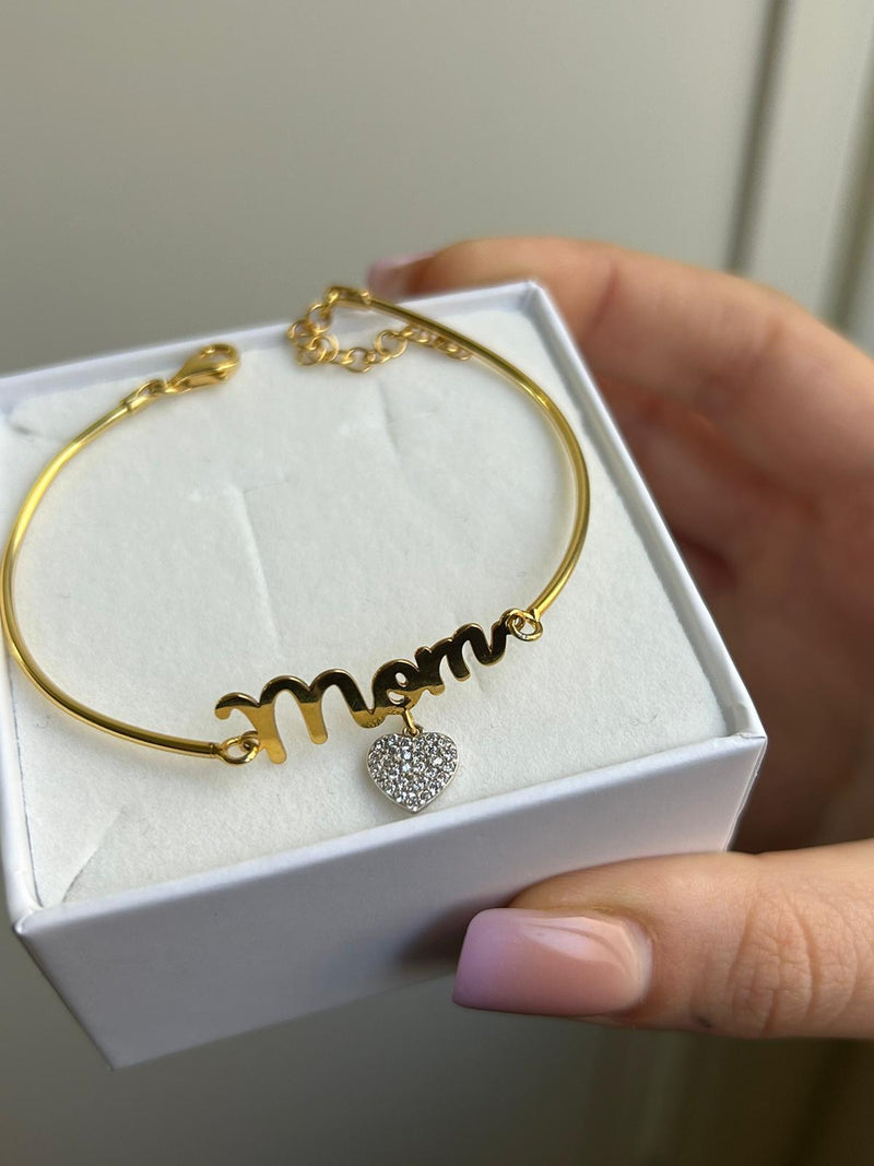 BRACCIALE MOM CON CUORE PENDENTE