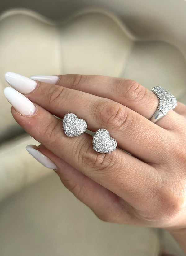 ORECCHINI CUORE PAVE' MEDIUM