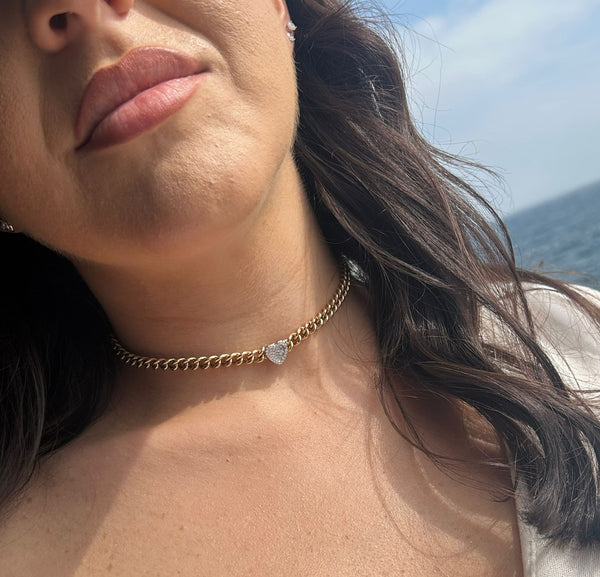 COLLANA GROUMETTA CUORE PAVE'