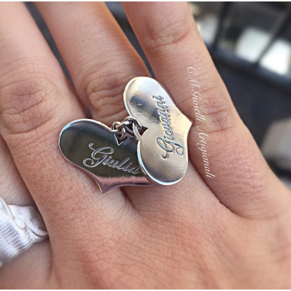 RING WITH TWO ENGRAVED HEARTS 