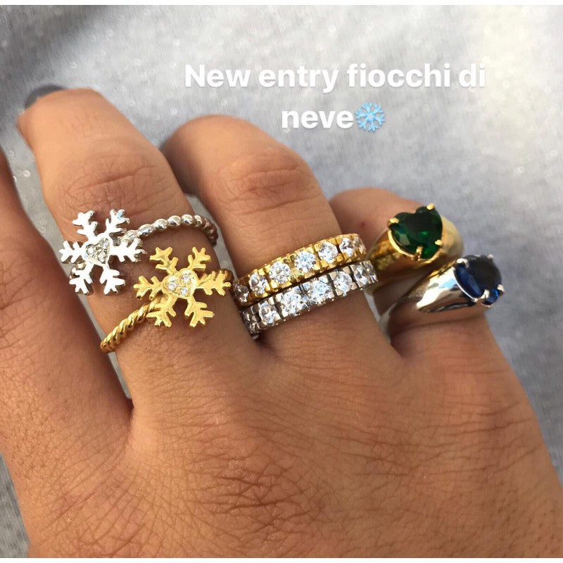 ANELLO FIOCCO DI NEVE CON GAMBO INTRECCIO