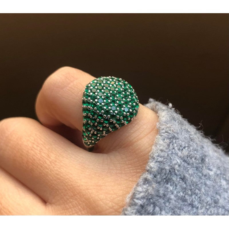 ANELLO SCUDO OVALE PAVE'