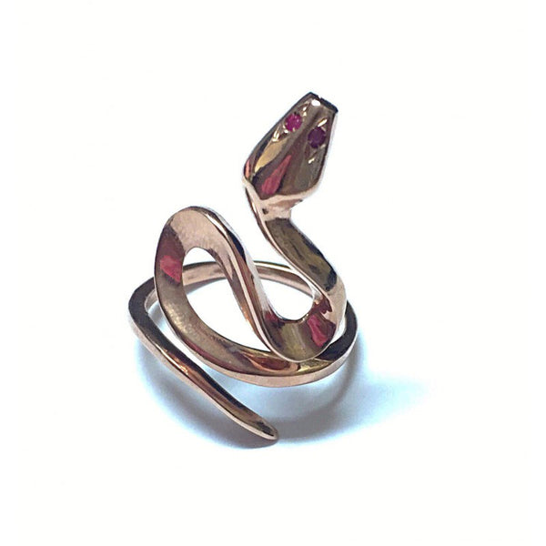 ANELLO SERPENTE CON PIETRE ROSSE