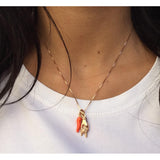 COLLANA CON CORNA E CORNO SMALTATO E BASE ROSE'