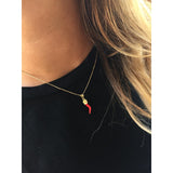 COLLANA CORONA+CORNO ROSSO