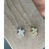 PAVE' BOXED CROSS NECKLACE 