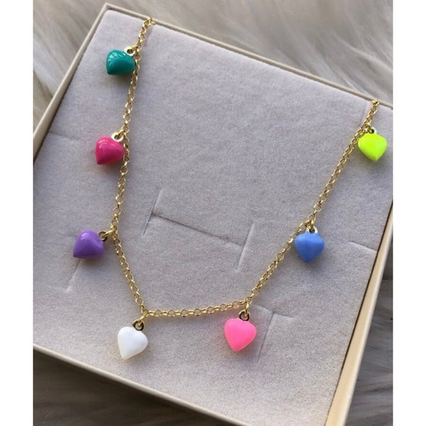 MULTICOLORED MULTIHEART NECKLACE 