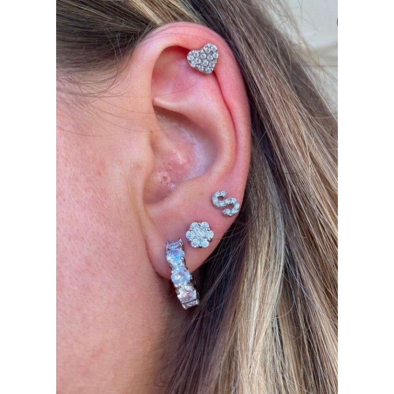 EARRINGS WITH PAVE' INITIAL